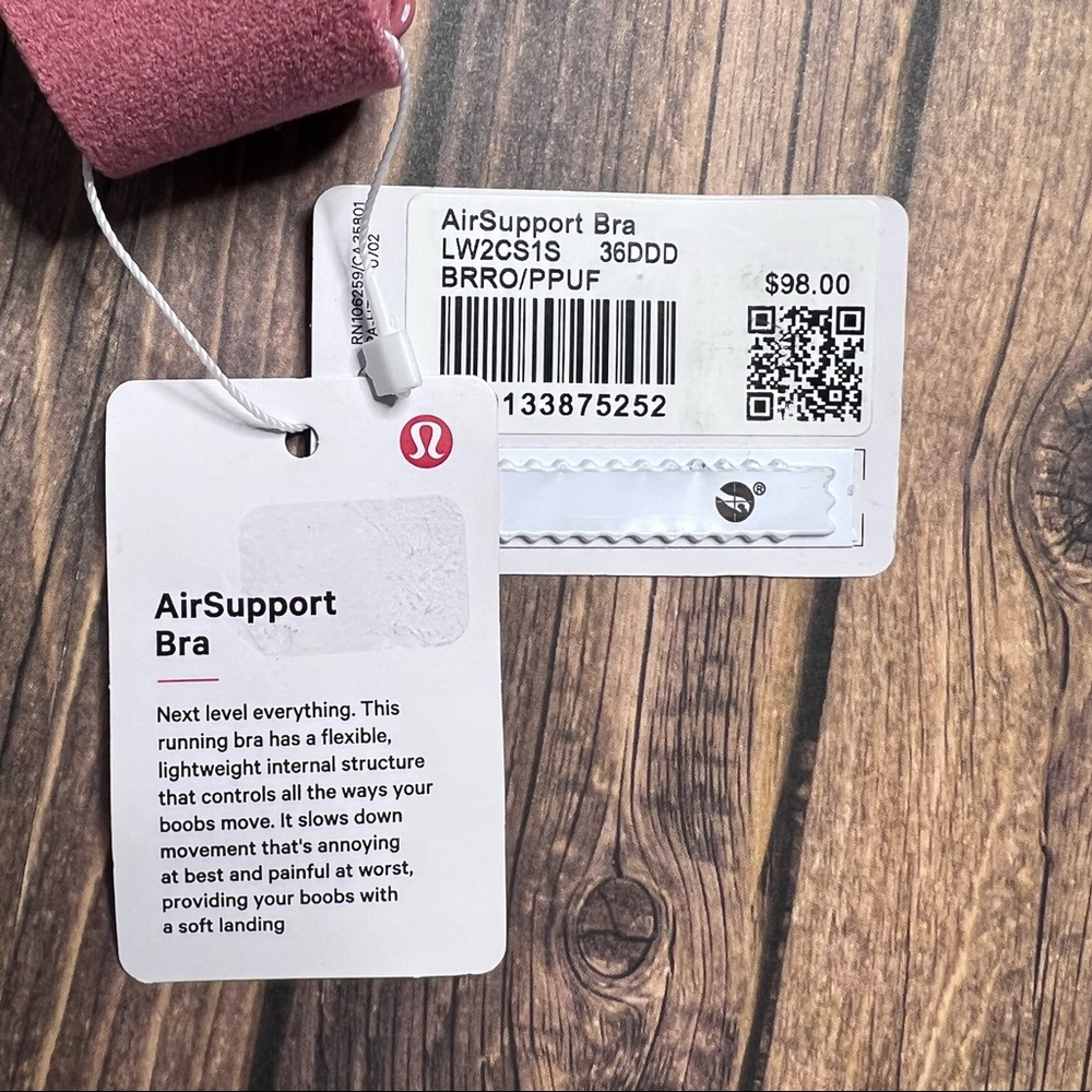Lululemon AirSupport Bra Size 36DDD NWT Brier Rose/Pink Puff (High Support) - Picture 8 of 13
